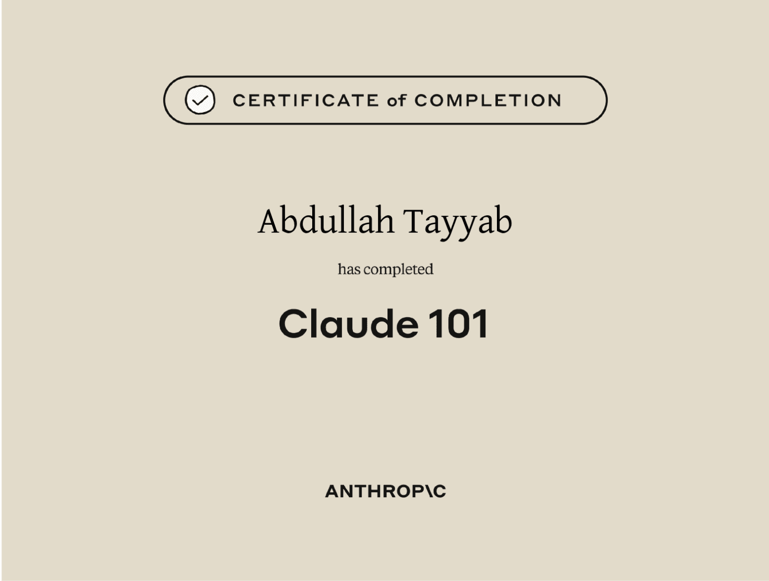 Claude 101 Completion